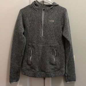 Gray Hooded North Face Half/Quarter Zip Jacket